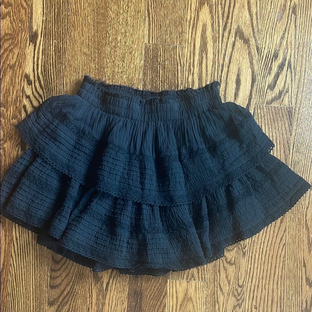 Aerie Rock N Ruffle Flowy Mini Skirt Size Small Black